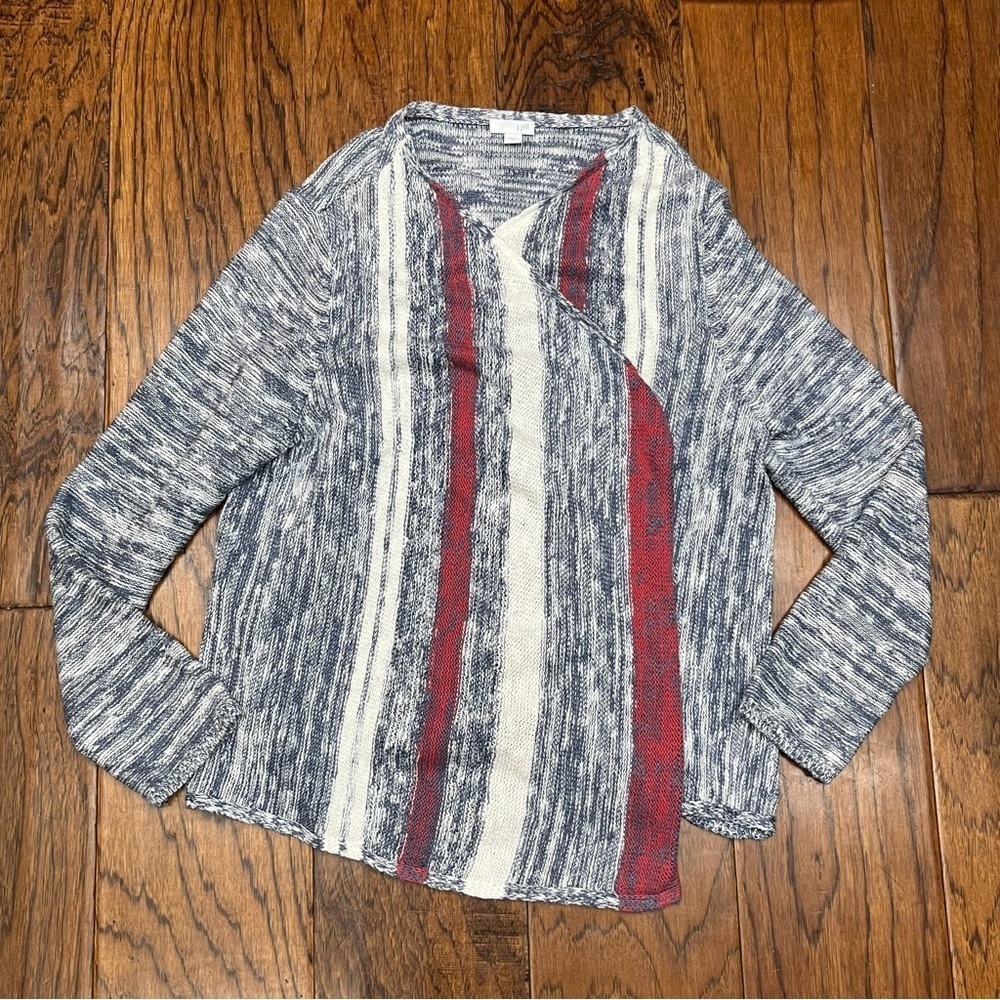 J Jill women’s red white and blue cardigan